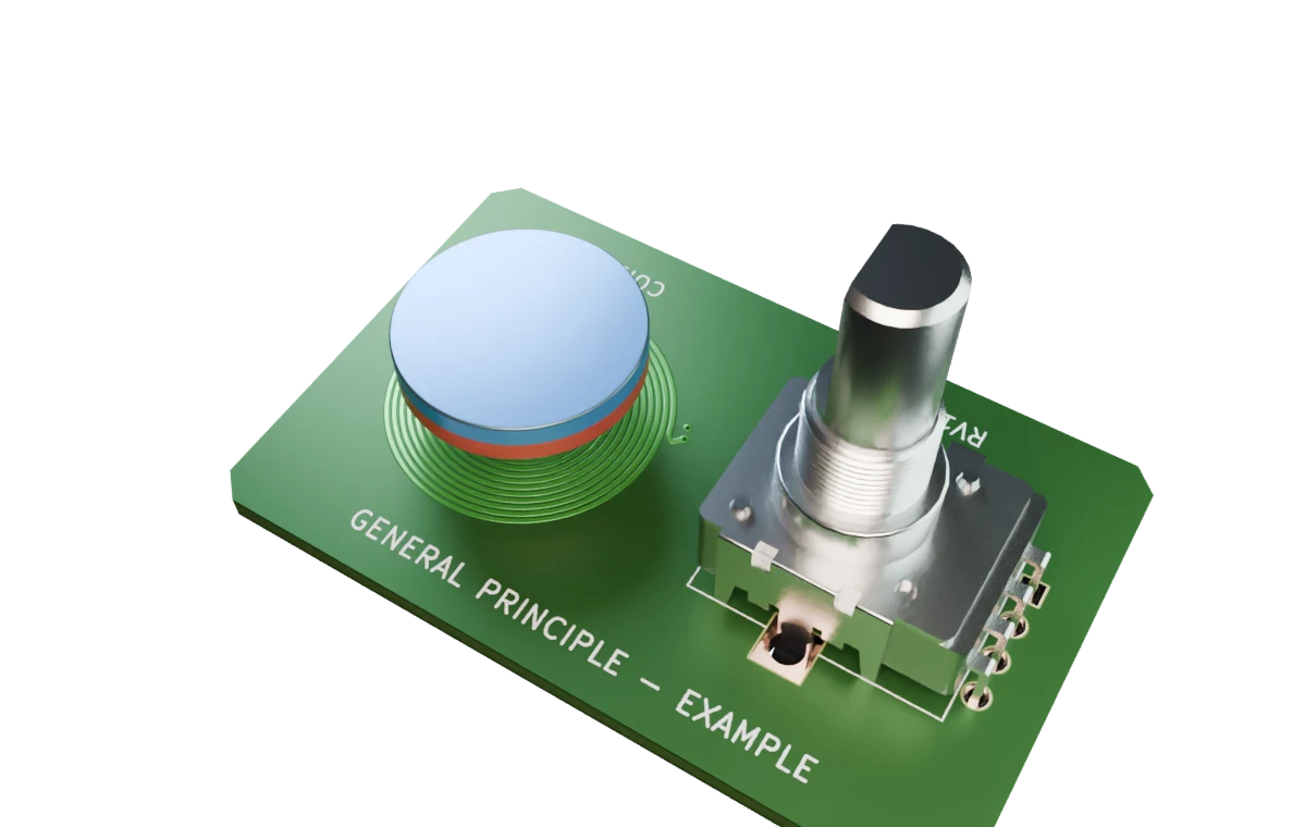 Single-channel PCB coil with a 15 by 3 millimetre magnet above it